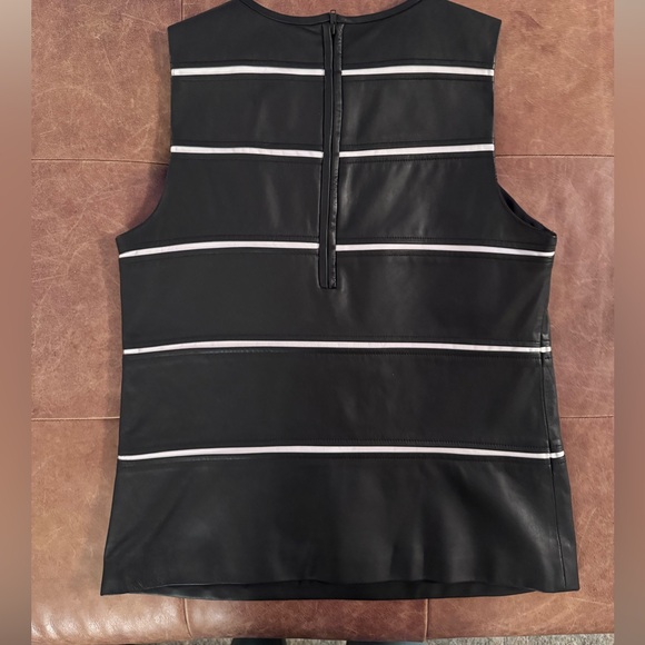 Theory lamb leather striped tank top - Picture 2 of 4